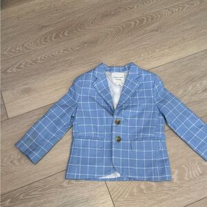 Janie and Jack Sky Blue Checkered Blazer